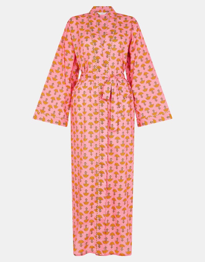 Marigold Print Dressing Gown, Pink (PINK), large