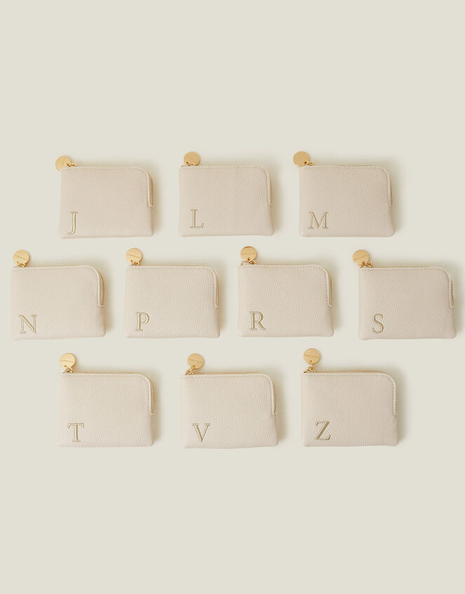 Initial Coin Purse, Cream (CREAM), large