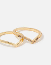 Gold-Plated Wishbone Stacking Ring Twinset, Gold (GOLD), large