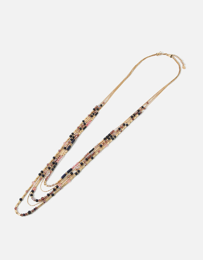Layered Mixed Beads Rope Necklace, , large