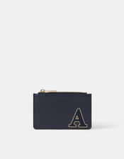 Initial Card Holder, Blue (NAVY), large
