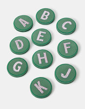Initial Embroidered Compact Mirror, Green (GREEN), large