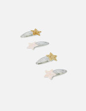 Girls Sparkle Star Hair Clips 4 Pack, , large