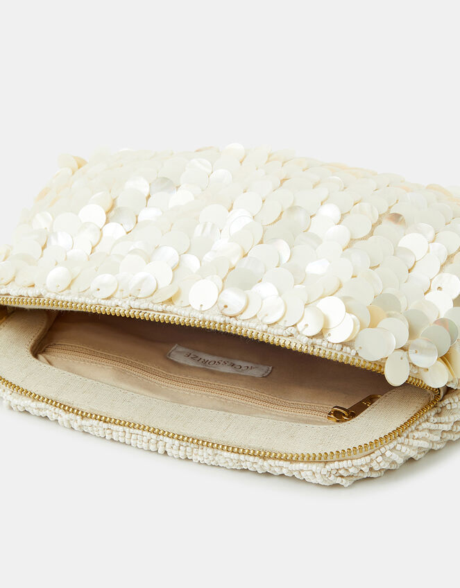 Pearl Shell Embellished Clutch Bag, , large