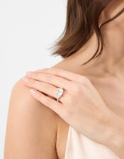 Triple Cubic Zirconia Engagement Ring, Silver (SILVER), large