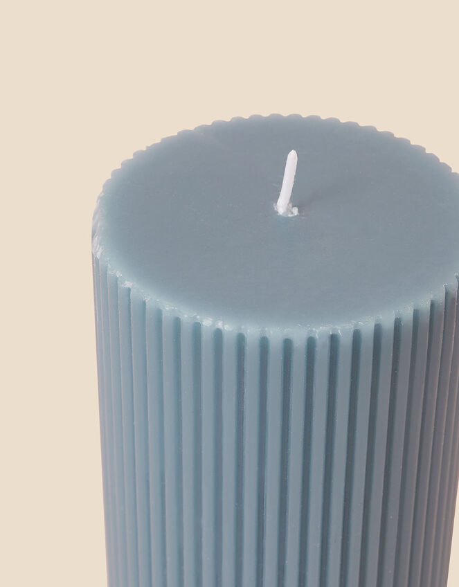 Ribbed Pillar Candle, Blue (BLUE), large