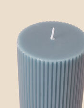 Ribbed Pillar Candle, Blue (BLUE), large