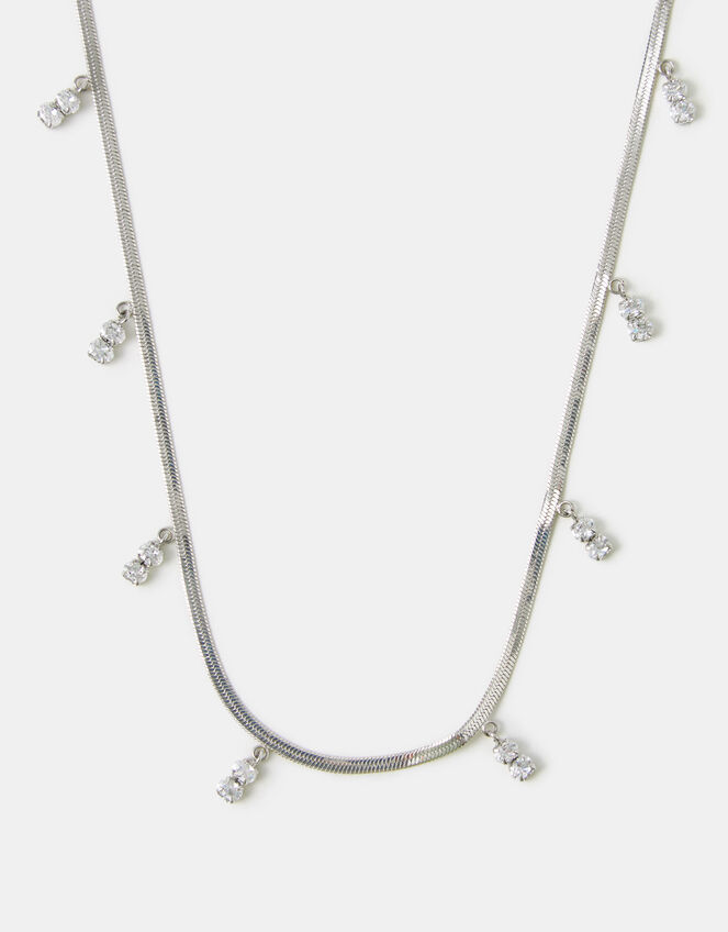 Sterling Silver-Plated Omega Charm Necklace, , large