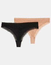 2-Pack Lace-Trim Thongs, Multi (ASSORTED), large