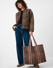 Floral Print Quilted Shopper Bag, , large