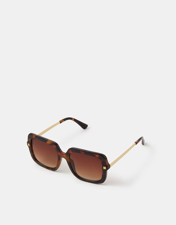 Oversized Tort Square Sunglasses, , large
