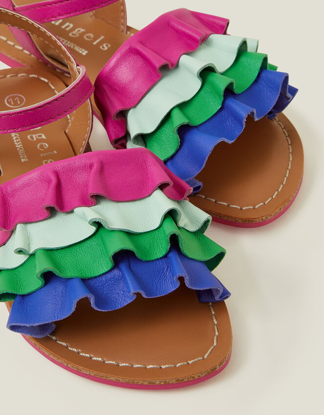 Leather Ruffle Sandals, Multi (BRIGHTS MULTI), large