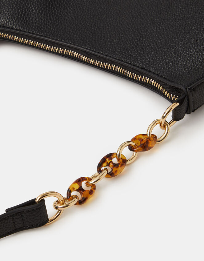 Resin Chain Strap Shoulder Bag, Black (BLACK), large