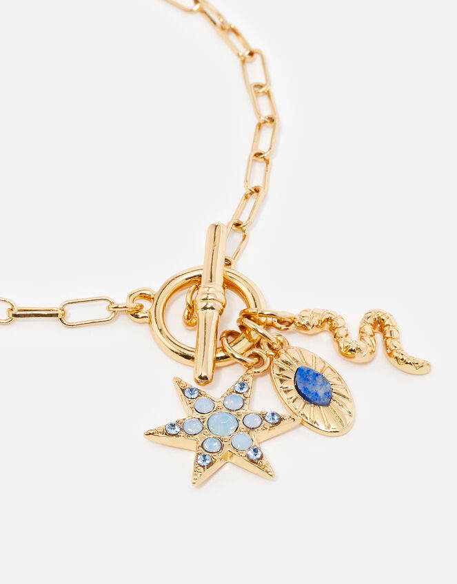 Gold-Plated Talisman T-Bar Bracelet, , large