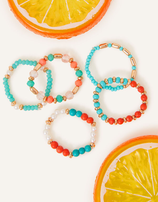 Beaded Rings 5 Pack, Multi (PASTEL-MULTI), large