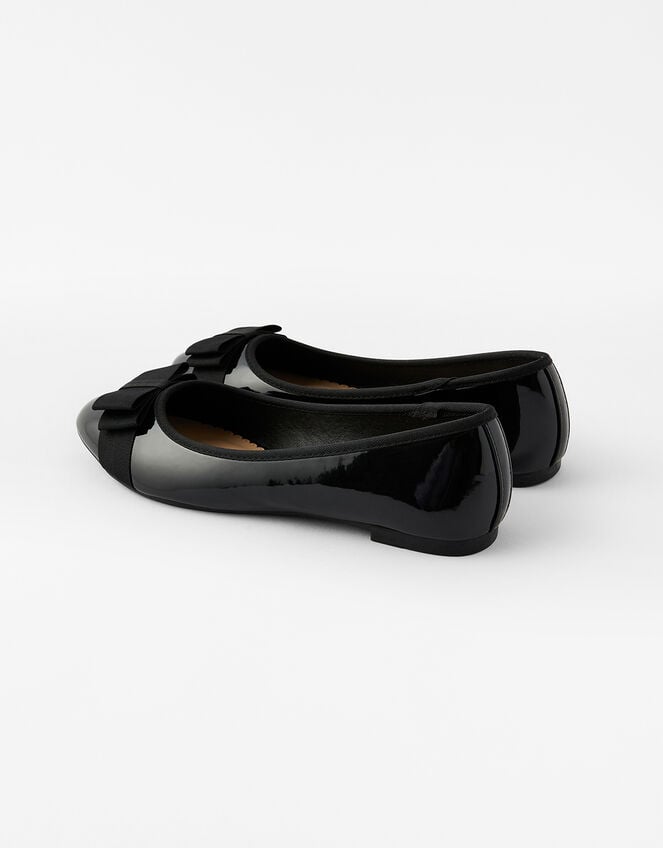 Bow Front Patent Ballerina Flats, Black (BLACK), large