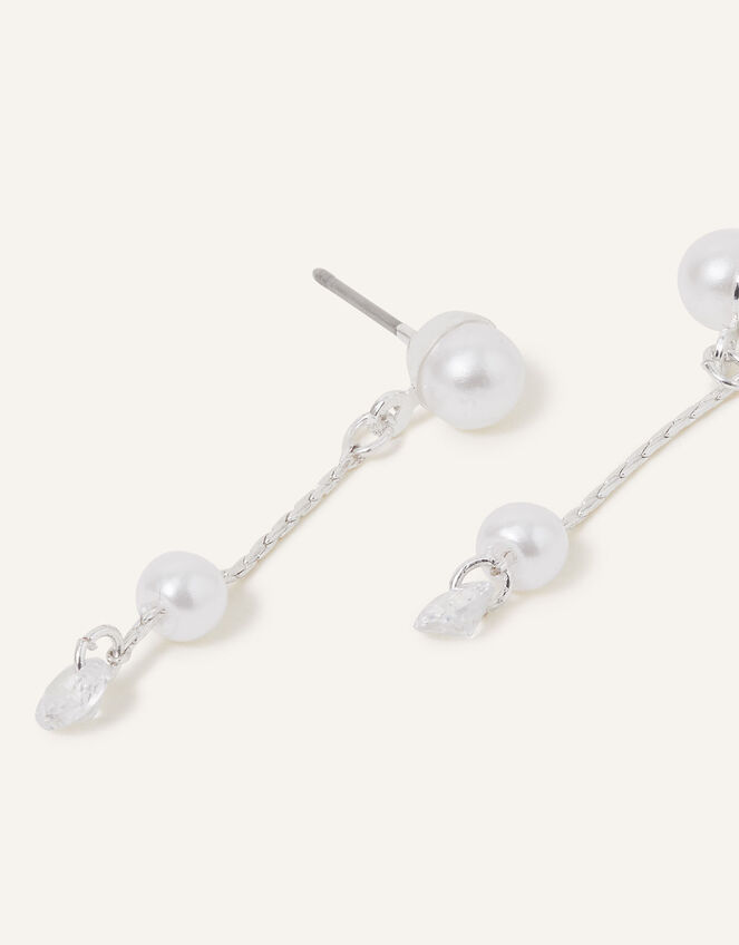 Pearl Stud Chain Drop Earrings, , large
