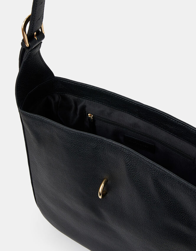 Clasp Leather Shoulder Bag, , large