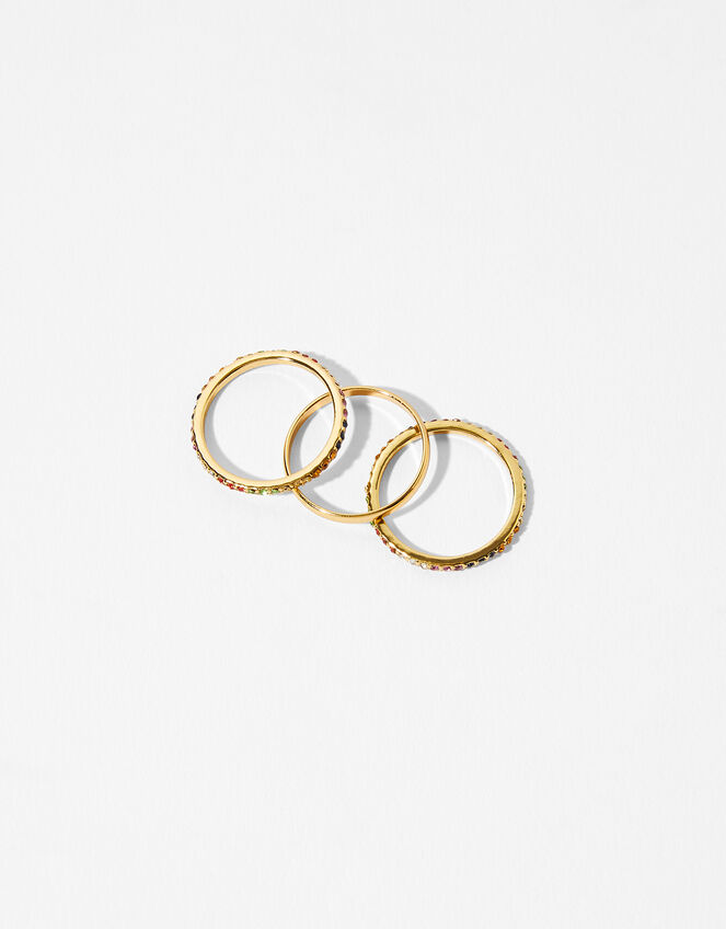 Gold-Plated Rainbow Ring Set, Gold (GOLD), large