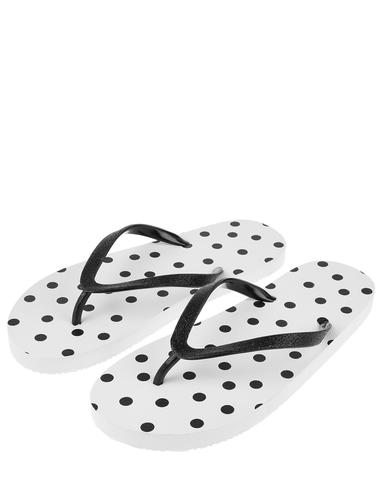 Black and white polka dot flip flops discount