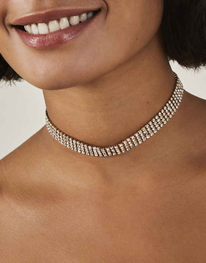 Diamante Collar Choker Necklace, , large