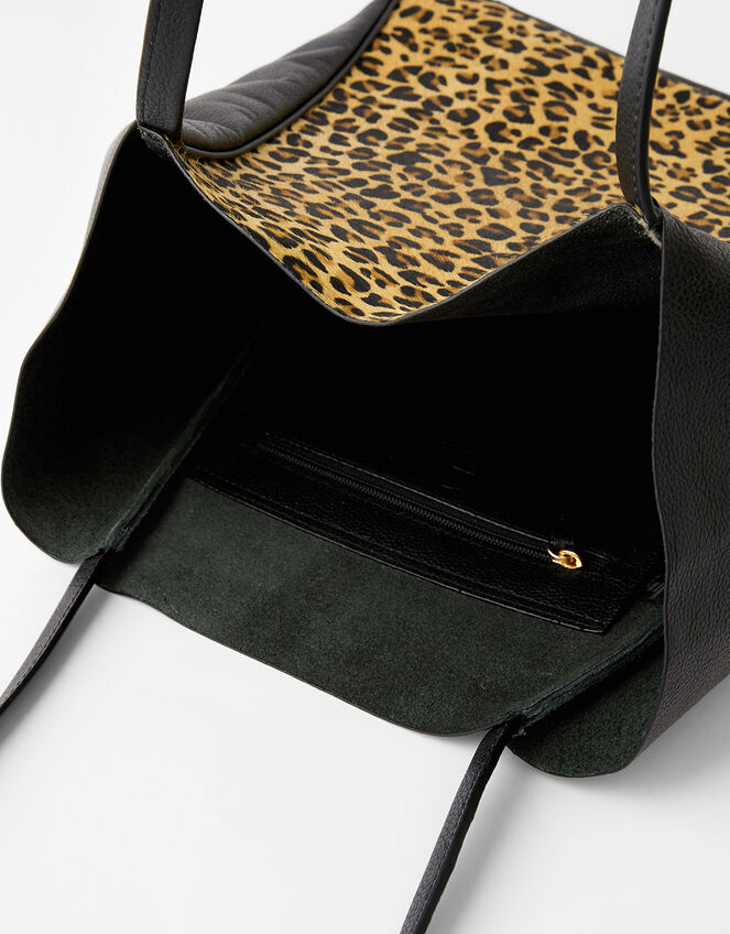 Suki Leopard Leather Tote Bag, , large