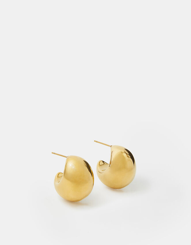 14ct Gold-Plated Chunky Dome Hoop Earrings, , large