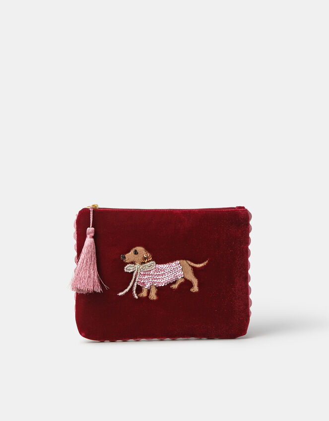 Sausage Dog Velvet Pouch, , large