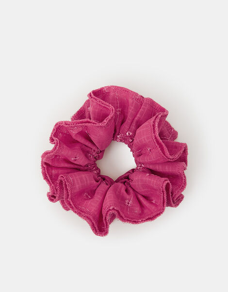 Oversized Floral Broderie Hair Scrunchie, , large
