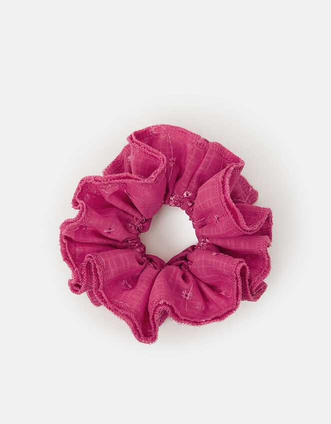 Oversized Floral Broderie Hair Scrunchie, , large