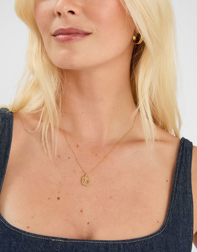 14ct Gold-Plated Initial Tag Pendant Necklace, Gold (GOLD), large