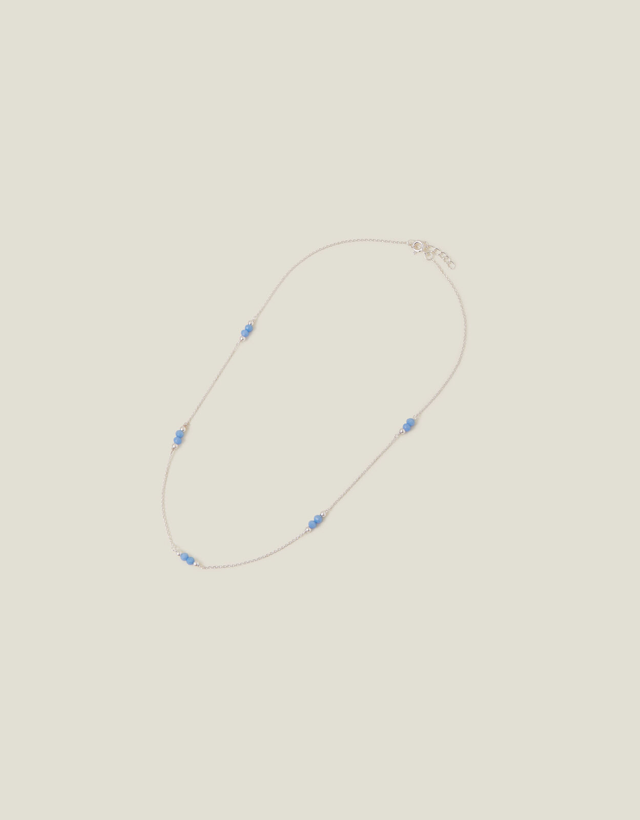 Sterling Silver Station Bead Necklace