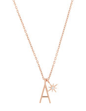 Rose Gold-Plated Initial Star Necklace - A, , large