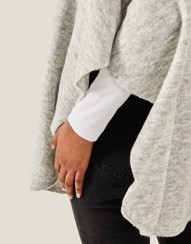 Cosy Knit Poncho, Grey (GREY), large