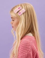 2-Pack Girls Heart Fluffy Hair Clips, , large