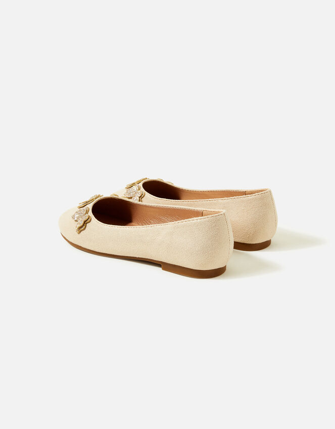 Girls Glitter Butterfly Ballerina Flats, Gold (GOLD), large