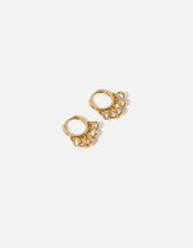 14ct Gold-Plated Sparkle Charm Hoop Earrings, , large