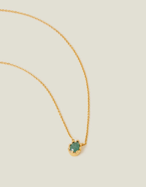 14ct Gold-Plated Pear Aventurine Necklace, , large