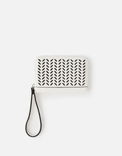 Cut-Out Pattern Zip Wallet, White (WHITE), large