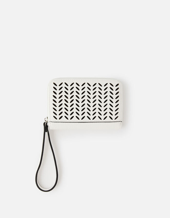 Cut-Out Pattern Zip Wallet, White (WHITE), large