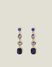 Long Gemstone Drop Earrings Blue, , large