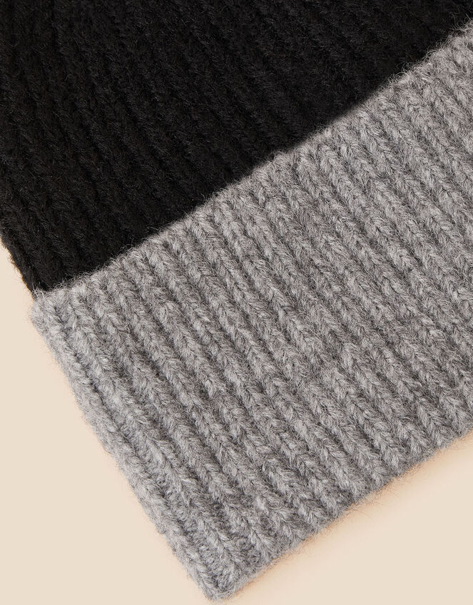 Colourblock Beanie, Black (BLACK), large