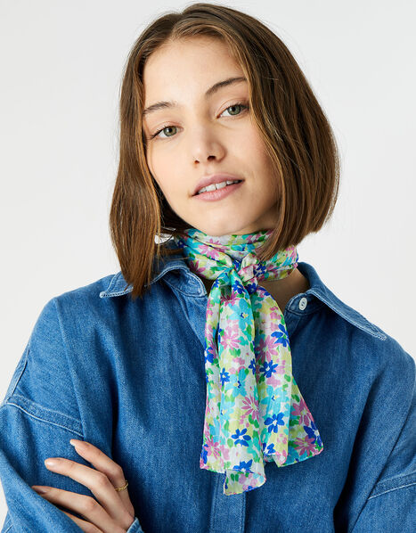 Floral Silk Classic Scarf, , large