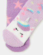 2-Pack Girls Unicorn Bed Socks , Purple (LILAC), large