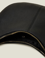 Leather Scoop Shoulder Bag, Black (BLACK), large