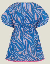 Girls Animal Print Kaftan, Blue (BLUE), large
