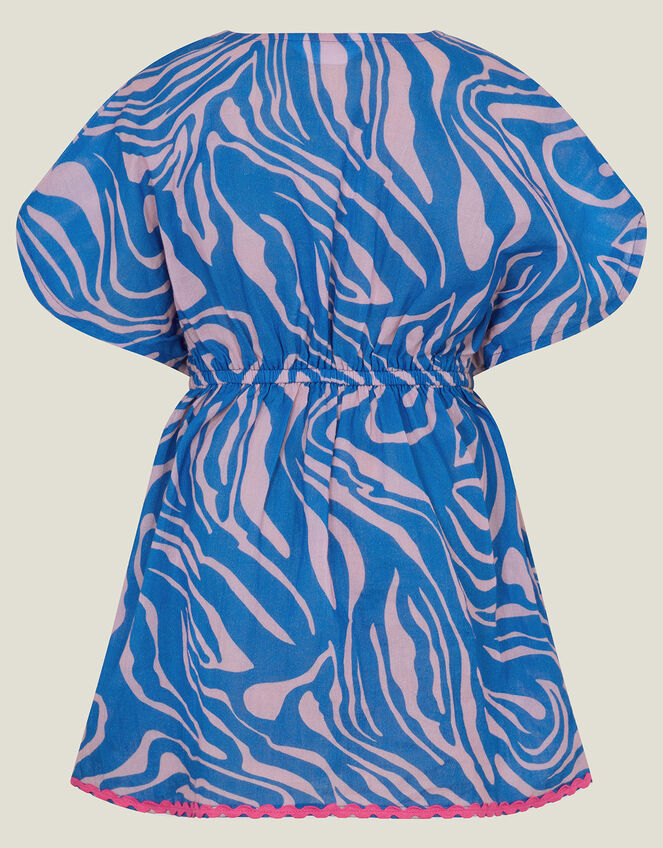 Girls Animal Print Kaftan, Blue (BLUE), large