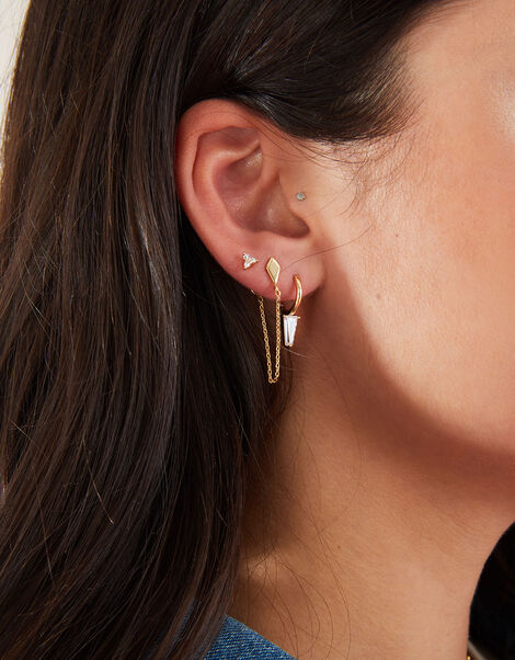 14ct Gold-Plated Kite Cut Earrings Set of Two , , large