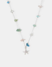 Sterling Silver-Plated Semi Precious Pendant Necklace, , large