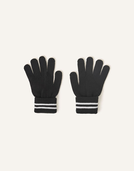 Varsity Stripe Touchscreen Gloves Black, Black (BLACK), large